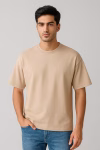 T-shirts men online in Pakistan – Regular Fit Beige cotton-poly t-shirt
