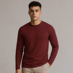 T-shirts men online in Pakistan – Maroon full sleeves cotton-poly t-shirt by Mekasually