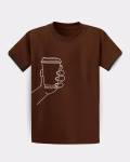 Dark brown men’s t-shirt online with coffee cup print – Mekasually