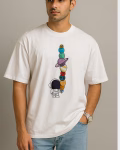 White graphic t-shirt online with astronaut planets print – Mekasually