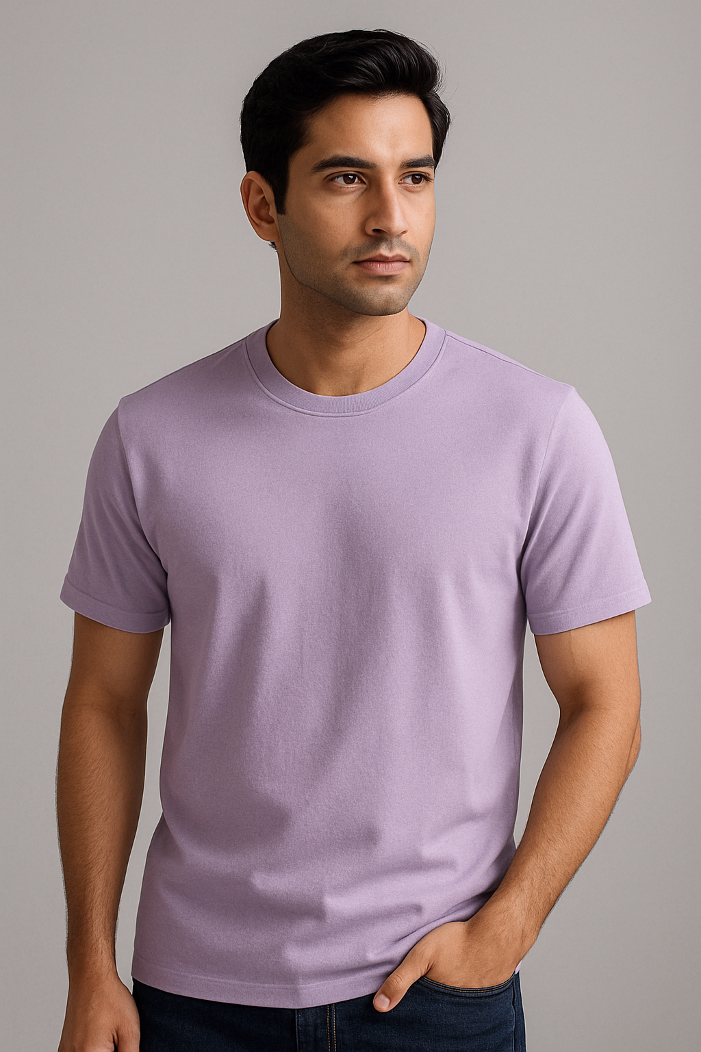 Lilac round neck T-shirt for men in Pakistan – Mekasually