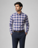 Blue Pink White Check Formal Shirt