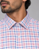 Red Blue White Check Formal Shirt - Image 3