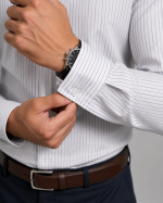 Grey White Medium Stripe Formal Shirt - Image 3