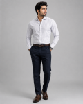 Grey White Medium Stripe Formal Shirt