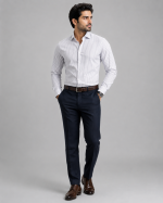 Grey White Medium Stripe Formal Shirt