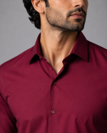 Maroon Cotton Formal Shirt - Image 3