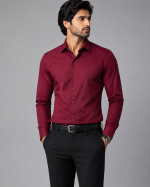 Maroon Cotton Formal Shirt