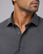 Charcoal Grey Cotton Formal Shirt - Image 3