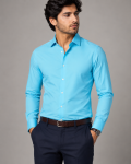 Deep Turquoise Cotton Formal Shirt