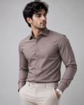 Tan Brown Cotton Formal Shirt