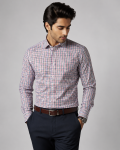 Pink White Brown Check Formal Shirt