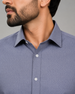Grey Heather Cotton Formal Shirt - Image 3