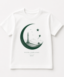 14th August kids tshirt with minar e Pakistan and cresent graphic